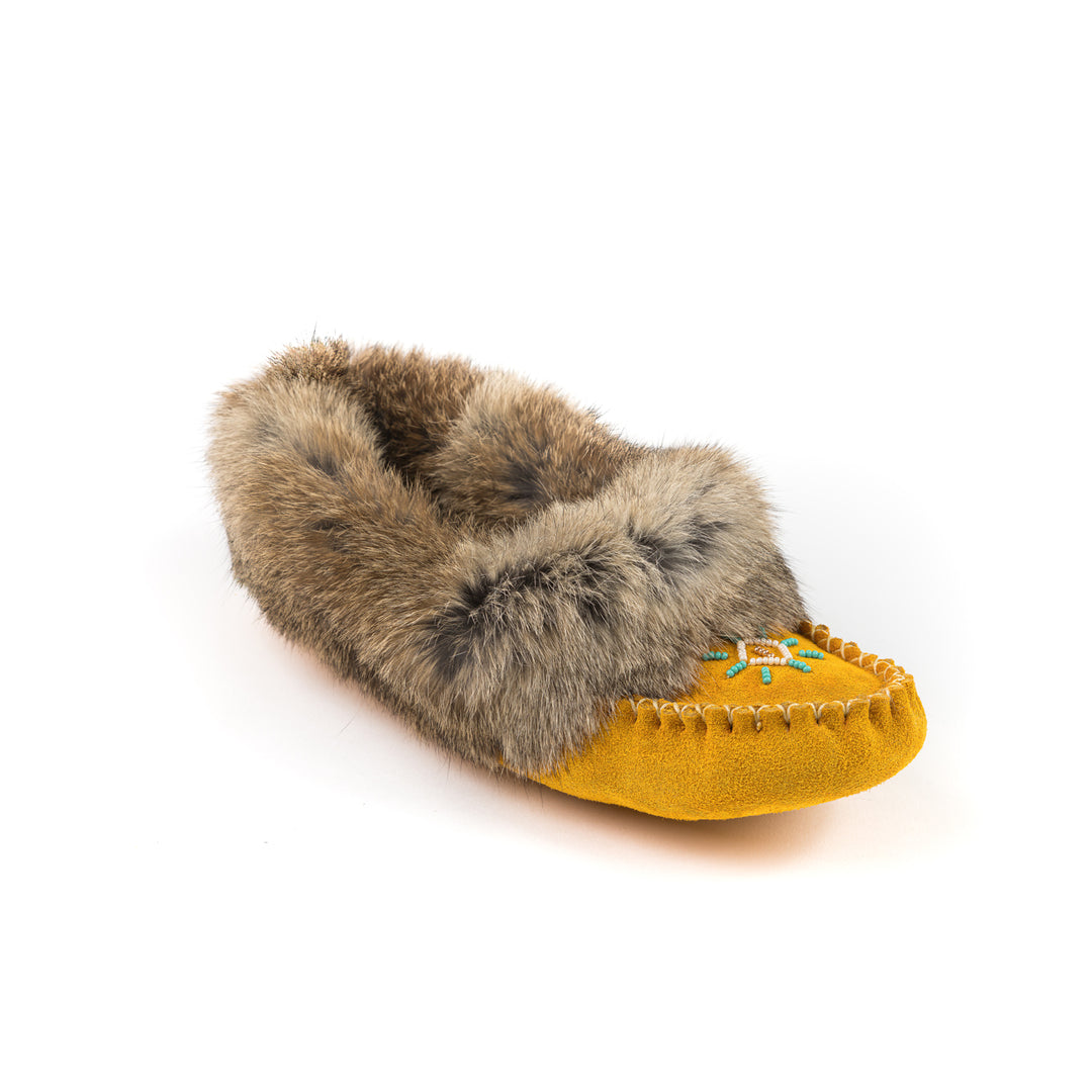 Mocassin femme en suède avec frange de lapin Tänionnienha&