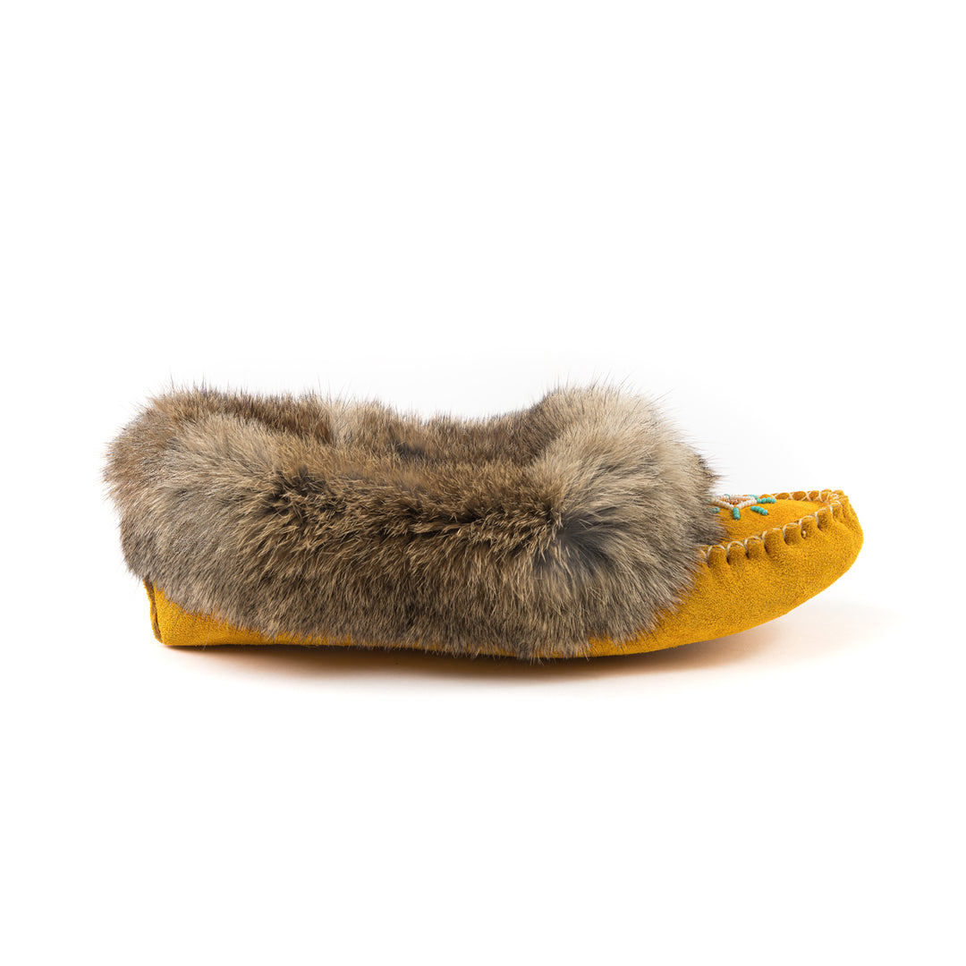 Mocassin femme en suède avec frange de lapin Tänionnienha&