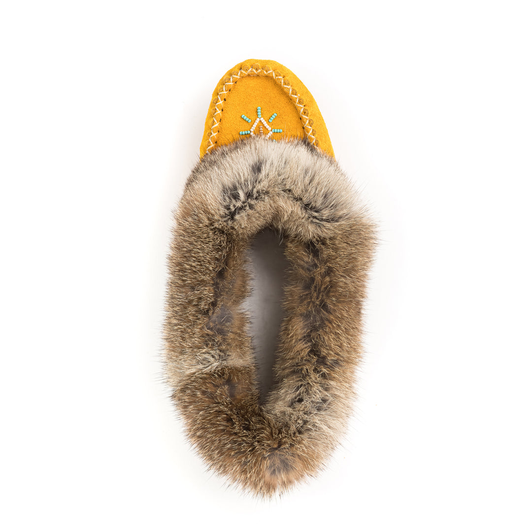 Mocassin femme en suède avec frange de lapin Tänionnienha&