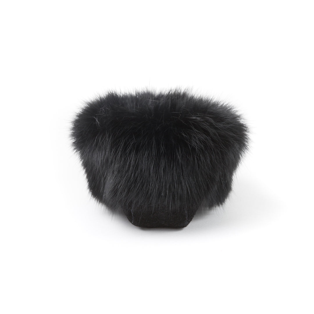 Mocassin femme en suède noir avec frange de lapin Tänionnienha&