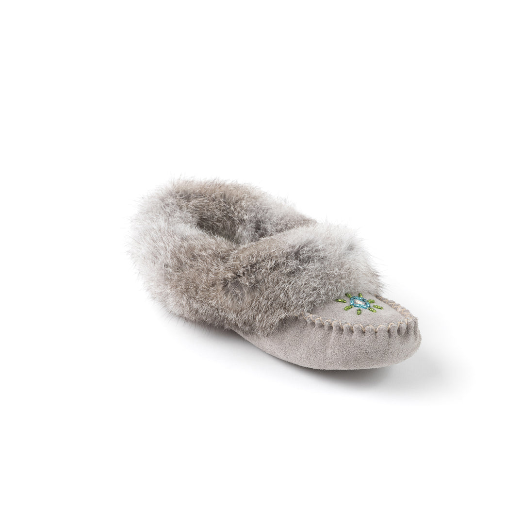 Mocassin femme en suède avec frange de lapin Tänionnienha&