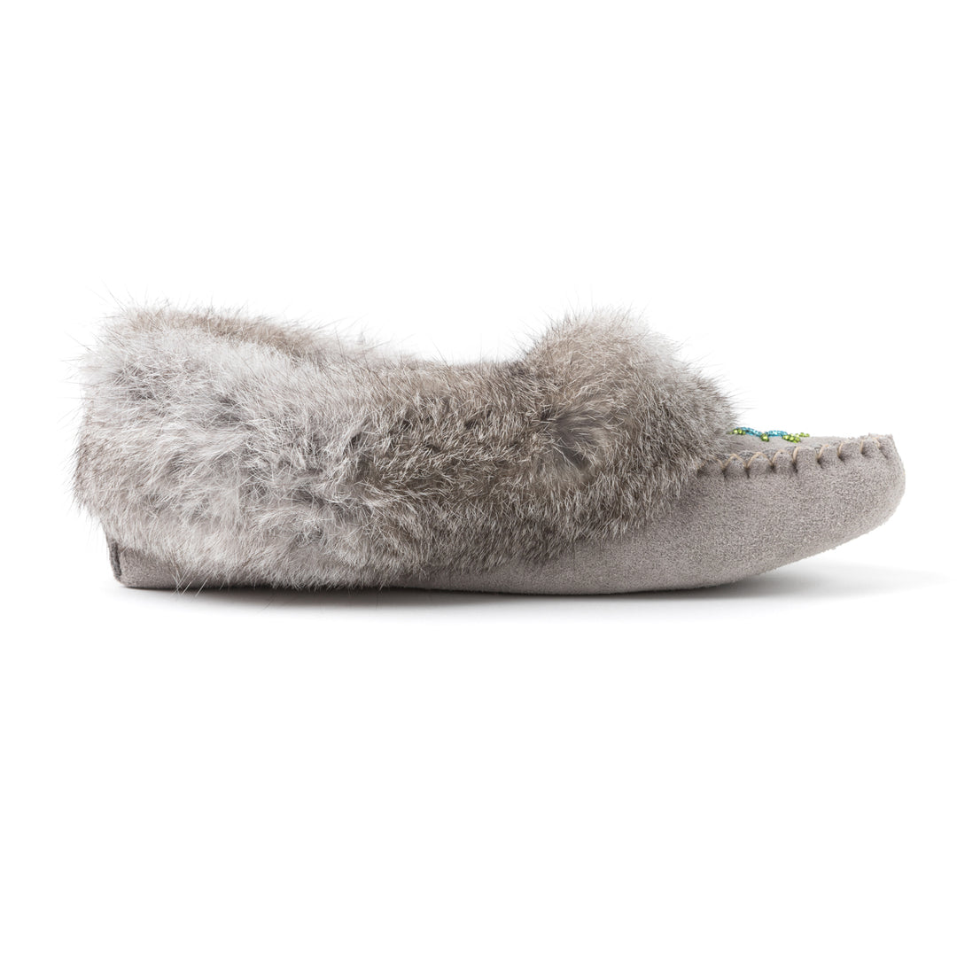 Mocassin femme en suède avec frange de lapin Tänionnienha&