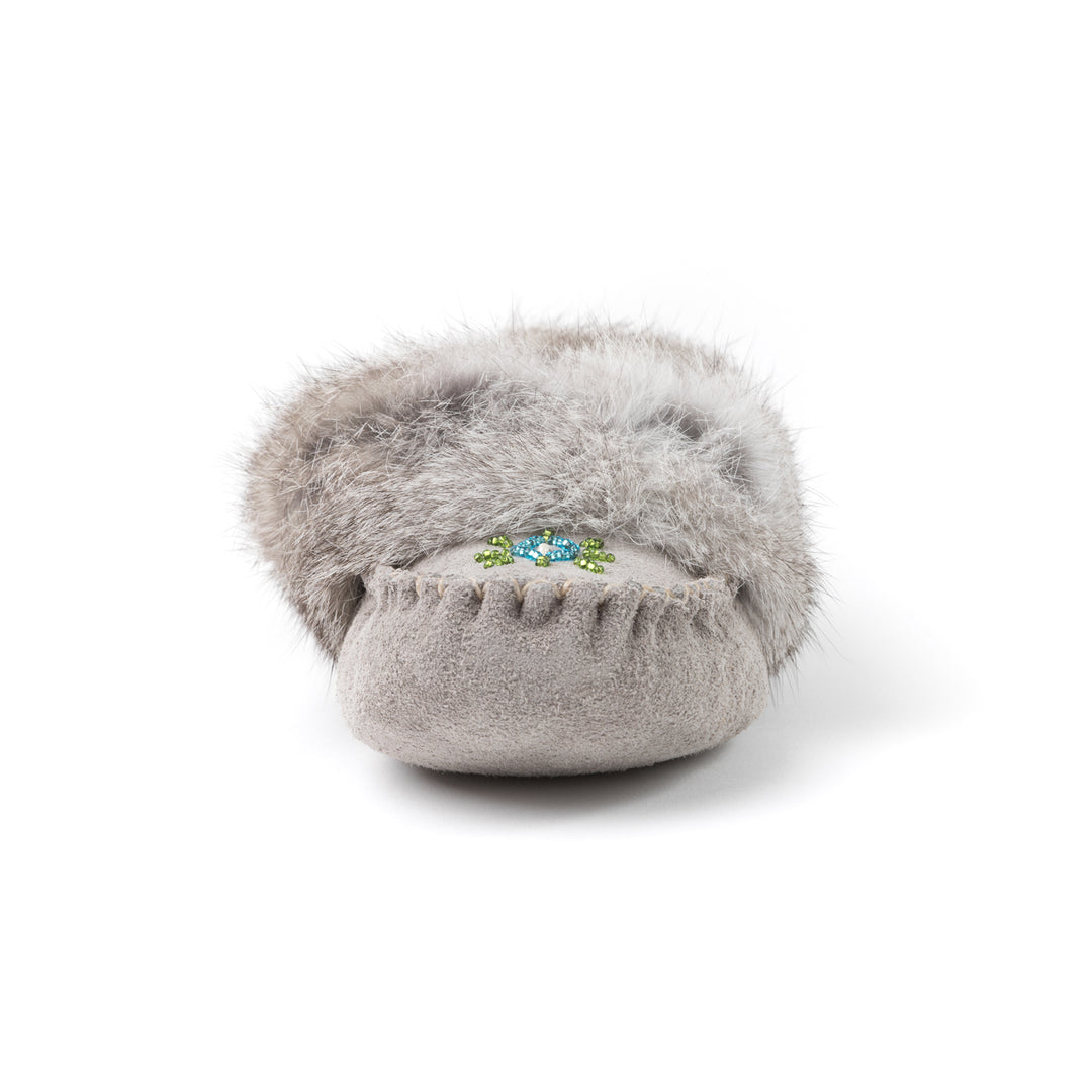 Mocassin femme en suède avec frange de lapin Tänionnienha&