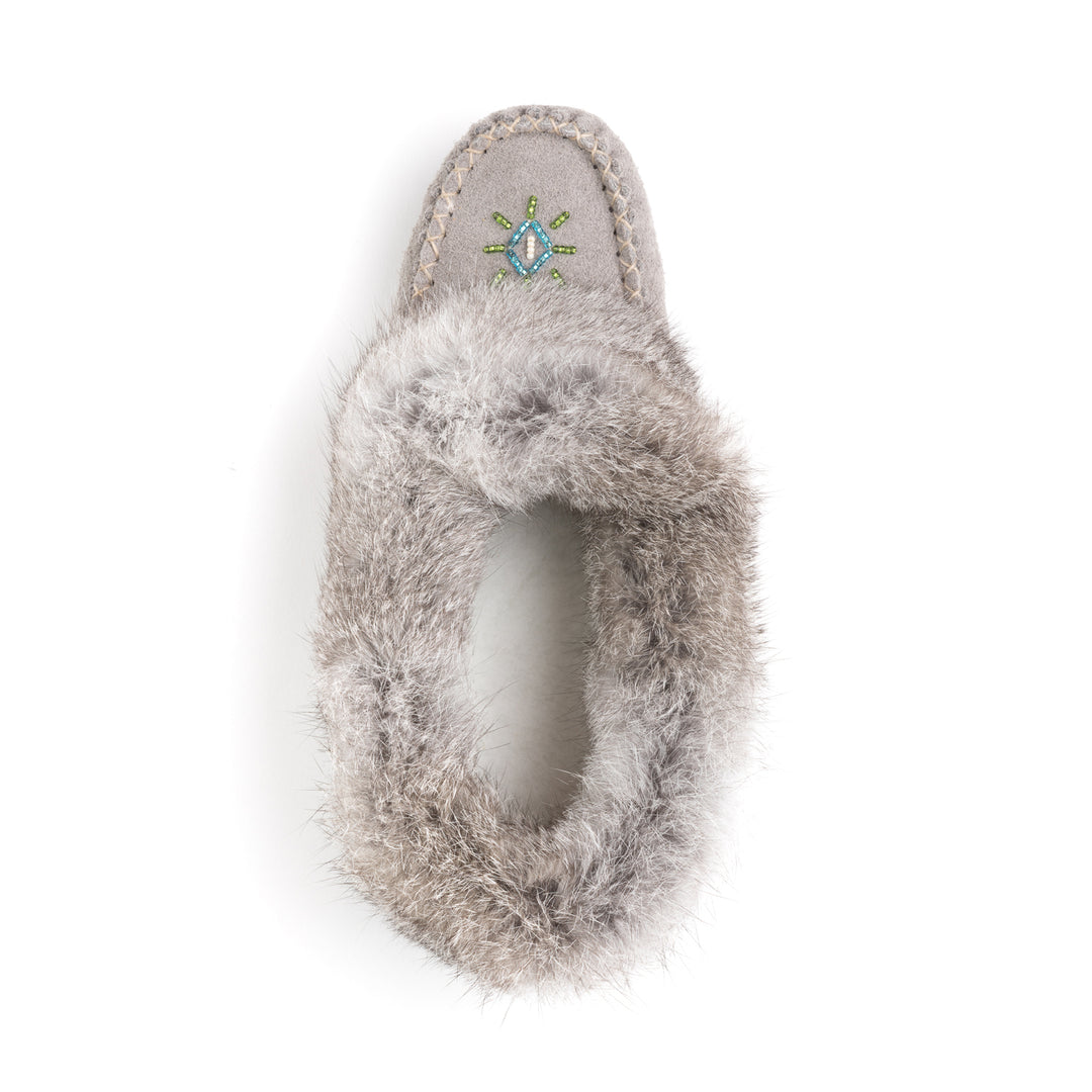 Mocassin femme en suède avec frange de lapin Tänionnienha&